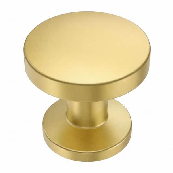 10 Pack 1-1/8 in. Brushed Brass Cabinet Knobs Round Gold Modern Zinc Alloy Pulls for Kitchen Bathroom Dresser