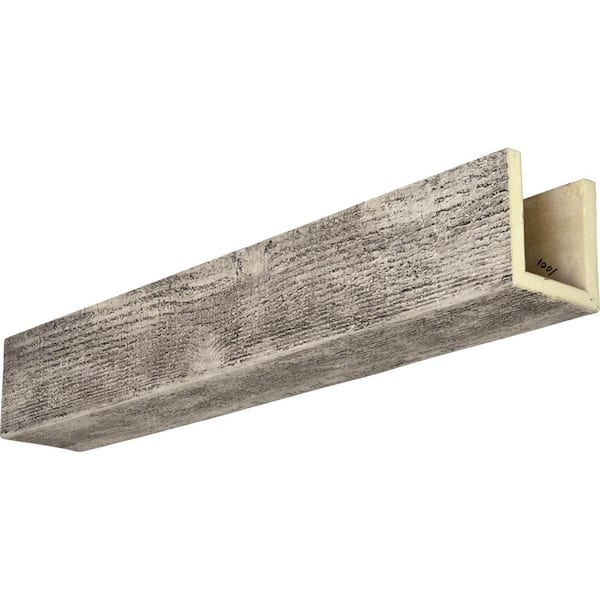 Ekena Millwork 4 in. x 6 in. x 12 ft. 3-Sided (U-Beam) Rough Sawn Burnished Pine Faux Wood Ceiling Beam