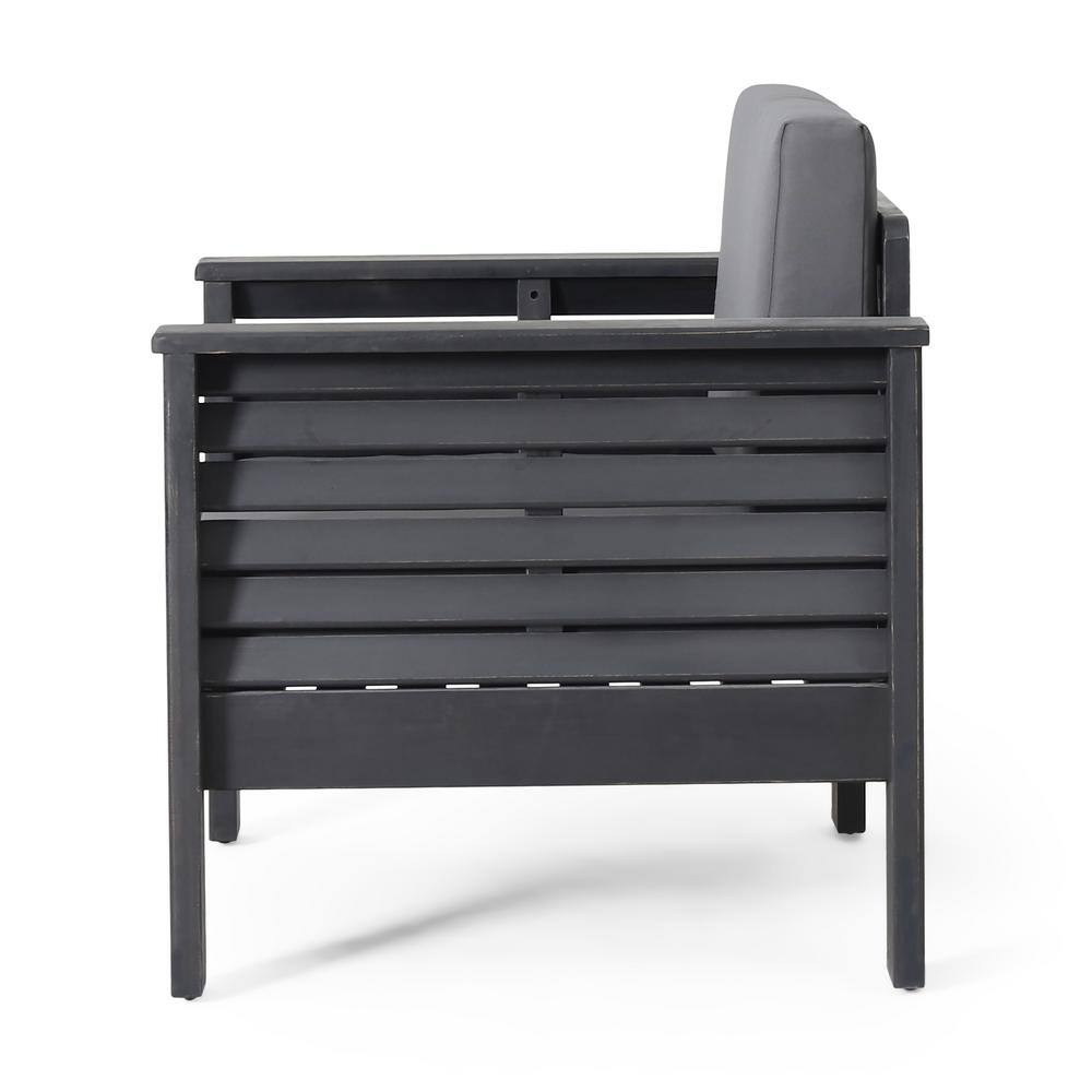 Lithonia Dark Gray Acacia Wood Lounge Chair with Cushions