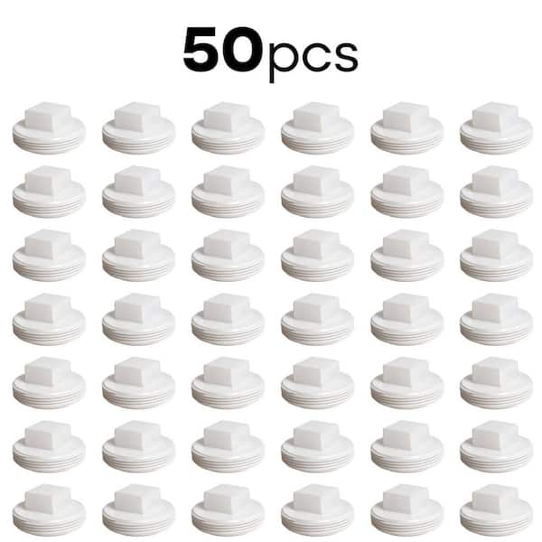 2 in. White Rigid PVC DWV Cleanout Plug, 0.21 ft. Long, Male Pipe Thread (MPT) End Cap for Drain, Schedule 40 (50-Pack)
