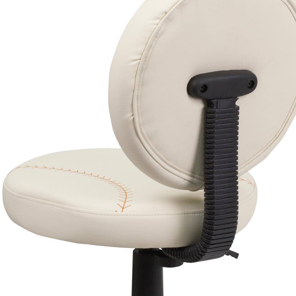 Youth Off-White Baseball-Inspired Vinyl and Metal Swivel Task Chair