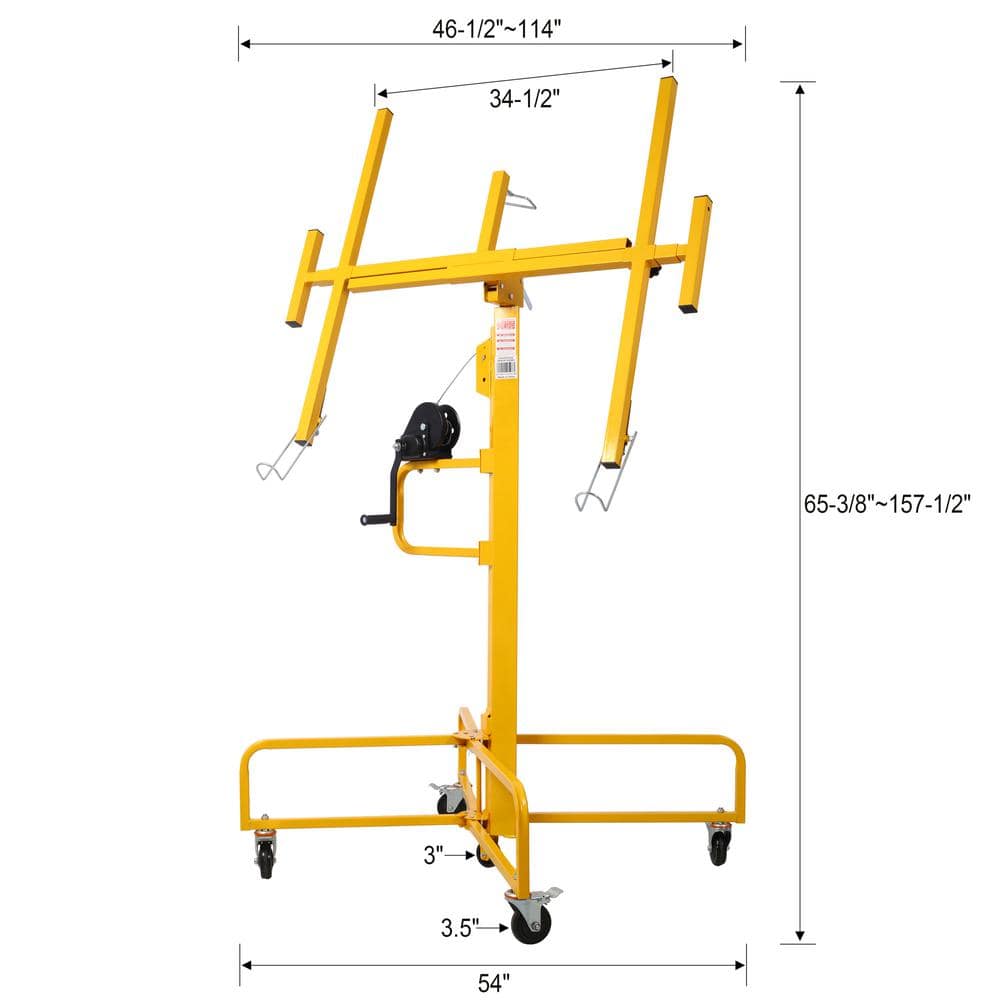 Heavy Duty Yellow Drywall Panel Hoist with Rolling Casters