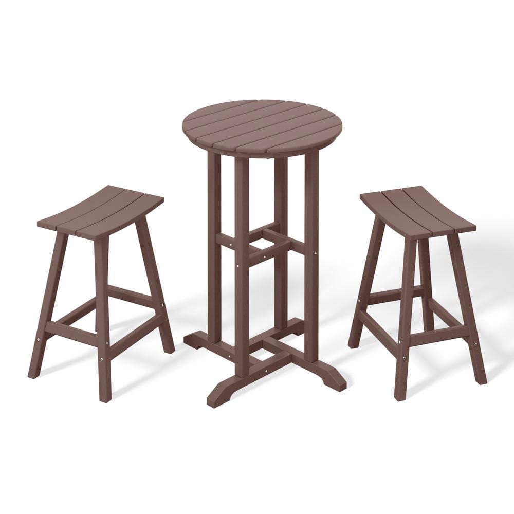 Laguna 3-Piece HDPE Weather Resistant Counter Height Outdoor Patio Bistro Set, Dark Brown price history on PriceWatchPro