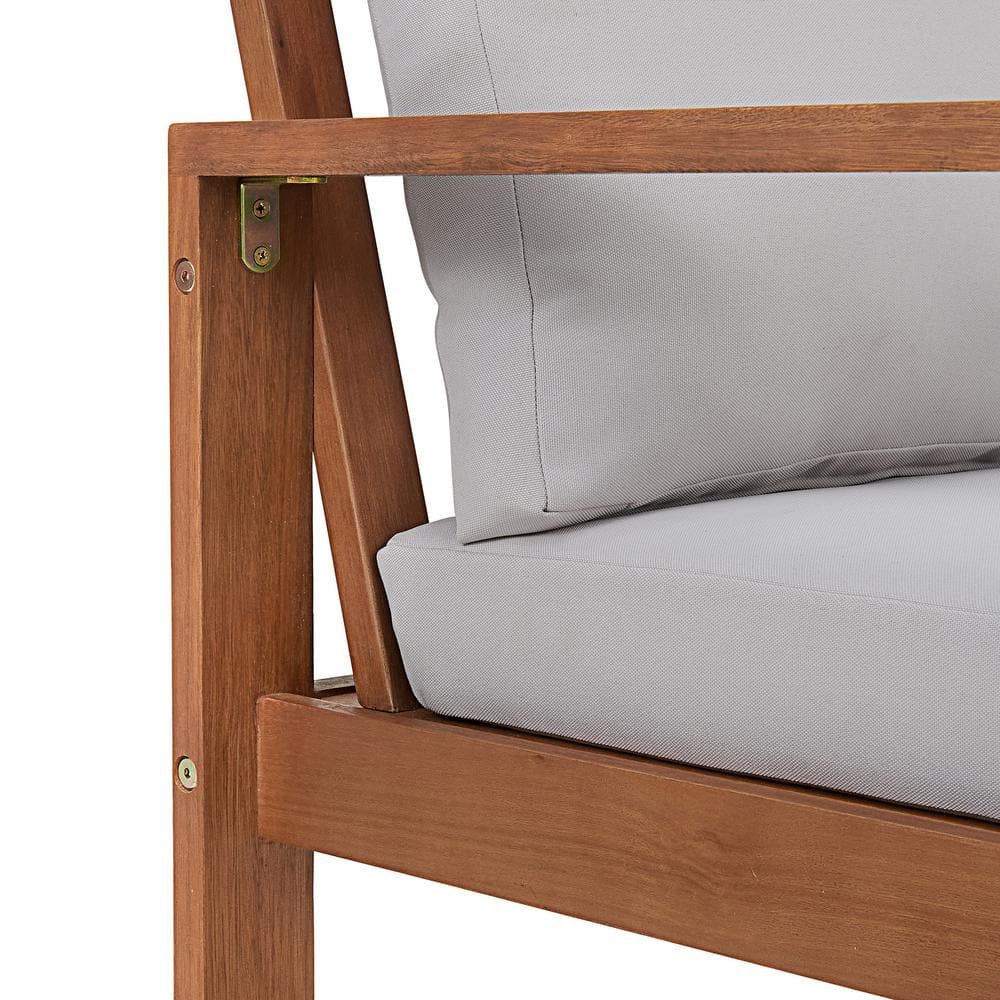 Eucalyptus Wood Outdoor Chair with Gray Cushions