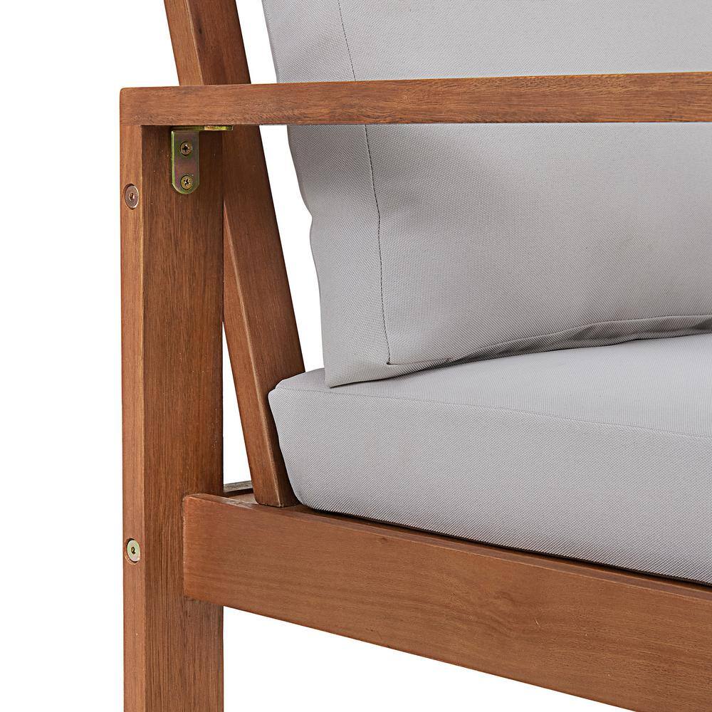 Eucalyptus Wood Outdoor Chair with Gray Cushions