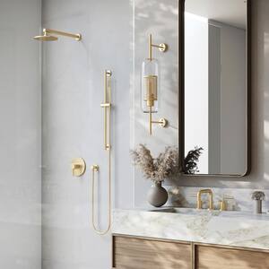 El Dorado 2-Spray Patterns with 2 GPM 7.9" Wall Mount Dual Shower Heads System in Polished Gold (ELD-SHS-PG)