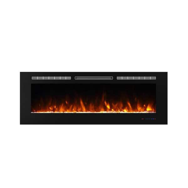 Boyel Living Black 60 in. 400 Sq. Ft. Recessed and Wall Mounted Electric  Fireplace with Logs and Crystals VL-EF60 - The Home Depot