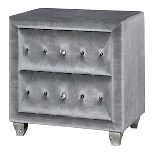 Nealy Gray 2-Drawer 26.38 in. W Upholstered Nightstand