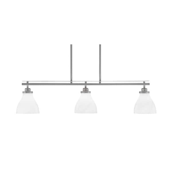 Unbranded Monroe 3-Light Brushed Nickel, Billiard Light, Any room with 6.25 in. White Marble Glass Shades no bulbs included