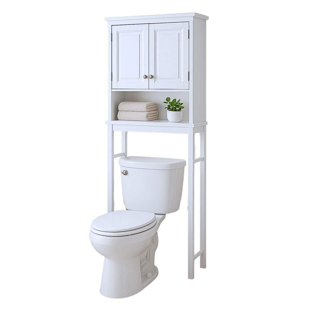 Dorset 27 in. W x 66 in. H x 9 in. D White Over-the-Toilet Storage with Upper Cabinet and Open Shelf price history on PriceWatchPro