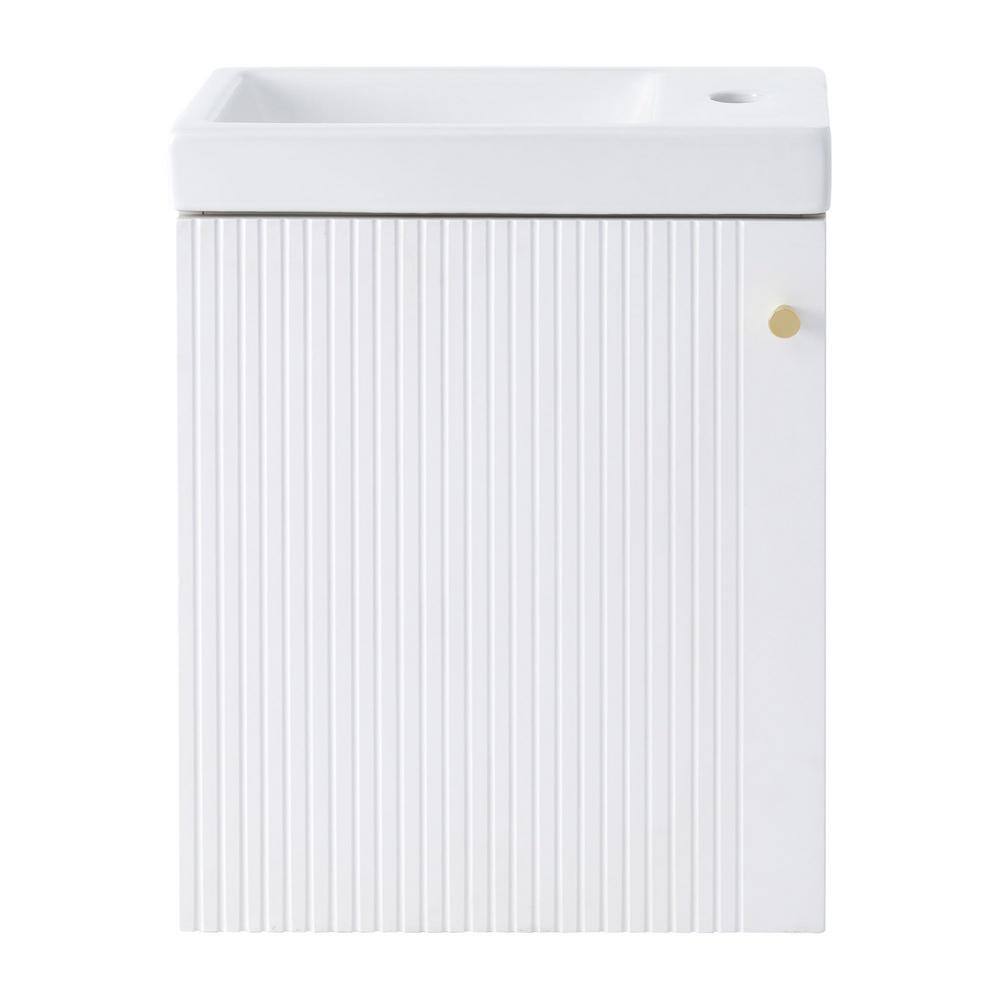 16 in. W x 8.7 in. D x 20.5 in. H Single Sink Wall-Mounted Floating Bath Va