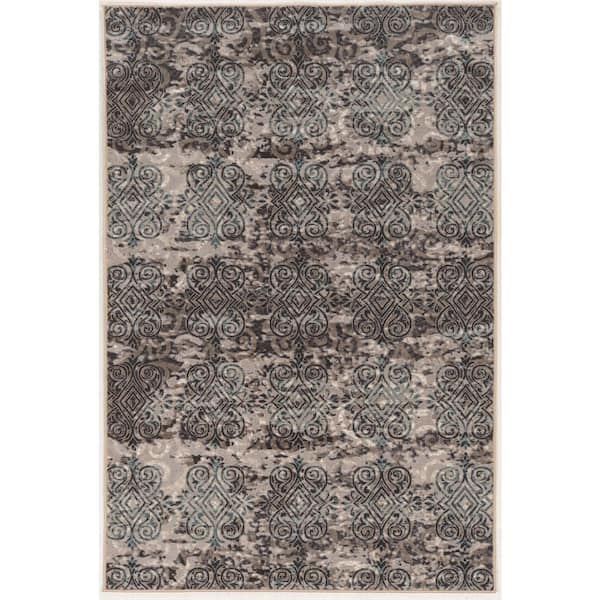 Linon Home Decor Crop Clara Gray and Blue 9 ft. x 12 ft.