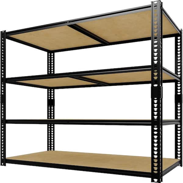 48"Lx24"Wx60"H Storage Rack Shelving Unit 4-Tier Metal Frame Garage Shelf with Wood Shelves for Garage & Pantry