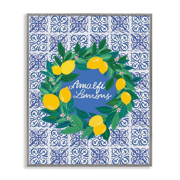 Stupell Industries Amalfi Lemons on Tile by Be Ni La Gray Framed Food Giclee Art Print 30 in. x 24 in.