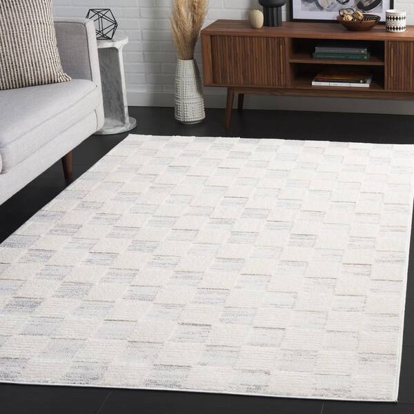 Elmhurst 8 ft. x 10 ft. Ivory/Gray High-Low Checkered Area Rug