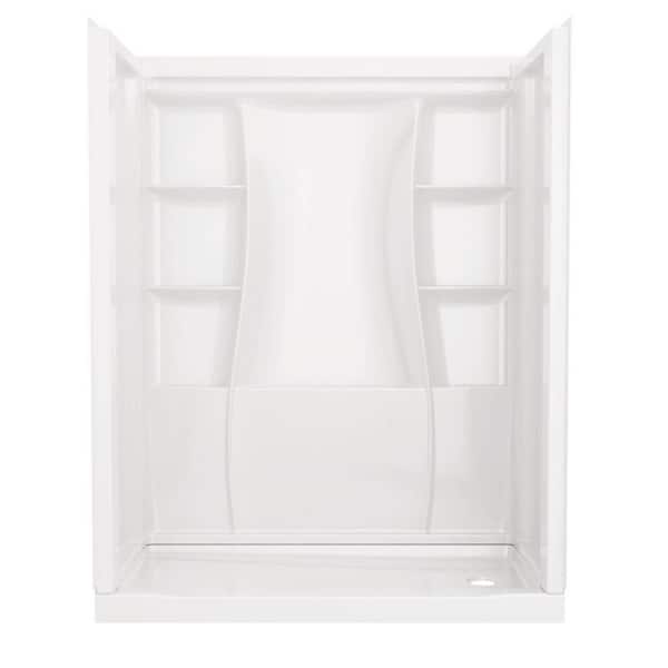 Classic 500 30 in. L x 60 in. W x 72 in. H 4-Piece Alcove Shower Kit with Shower Wall and Shower Pan in High Gloss White