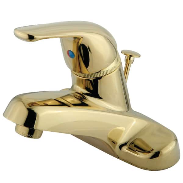 Chatham 4 in. Centerset Single-Handle Bathroom Faucet with Brass Pop-Up in Polished Brass