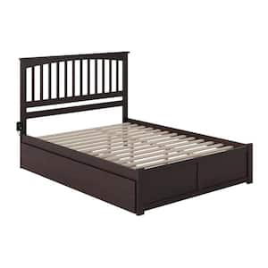 Mission Espresso Queen Bed with Footboard and Twin Extra Long Trundle