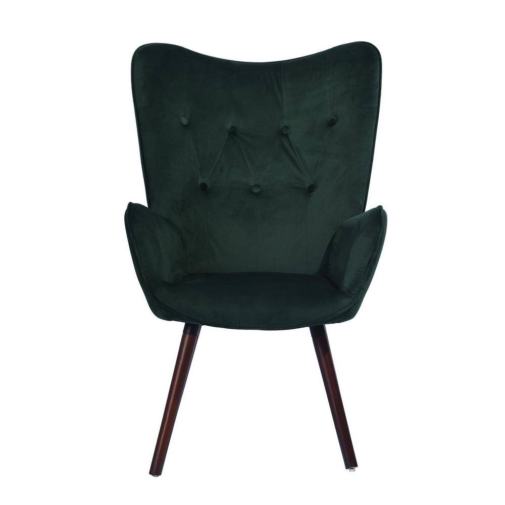 Spaco Dark Green Velvet Modern Living Room Tufted Upholstery Wingback