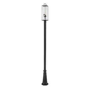 Sana 3 Light Black Aluminum Hardwired Outdoor Weather Resistant Post Light Set with No Bulbs Included