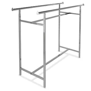 Chrome Metal 22 in. W x 70 in. H Adjustable Double Bar Clothes Rack