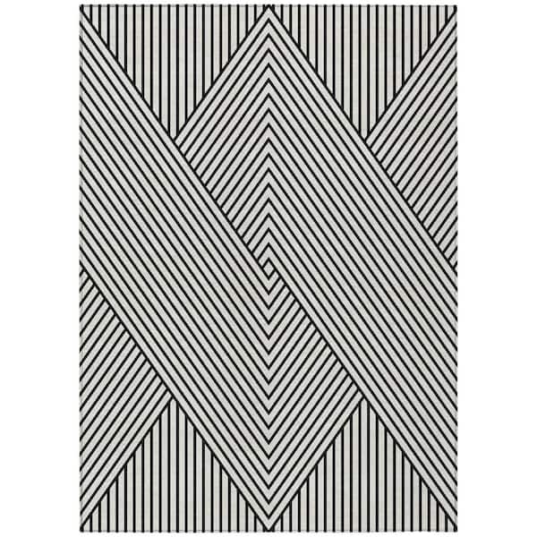 Chantille Machine Washable Indoor/Outdoor Abstract ACN937 White 9 ft. x 12 ft. Area Rug