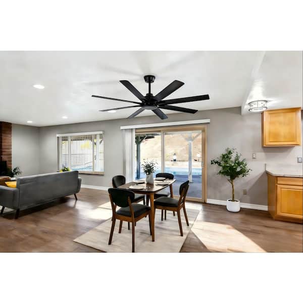 72 in. Black 8 ABS Blades Downrad Standard Ceiling Fan with DC Motor and Remote Included