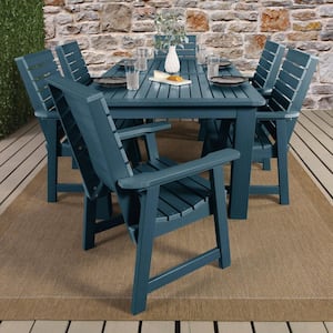 Weatherly Nantucket Blue 7-Piece Recycled Plastic Rectangular Outdoor Dining Set