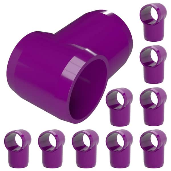 1/2" 4-Way PVC Tee Fitting Made in USA 10-PK FORMUFIT Furniture Grade Purple 