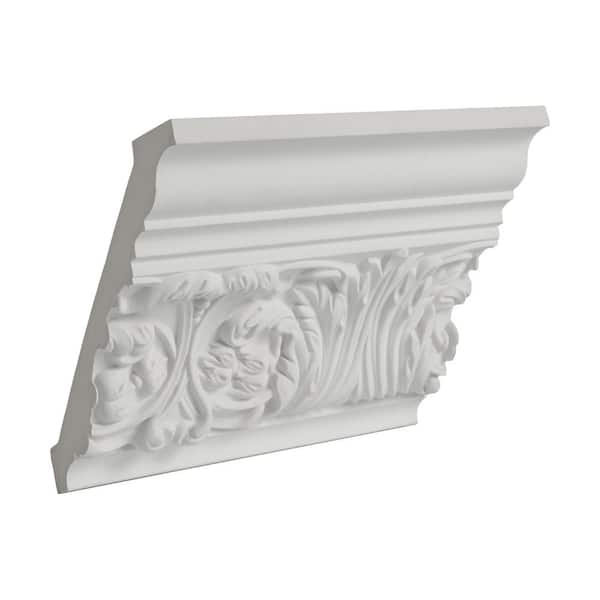 American Pro Decor 4-1/8 in. x 3-3/4 in. x 6 in. Long Polyurethane Floral Crown Moulding Sample