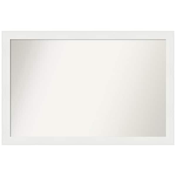 Amanti Art Vanity White Narrow 41.5 in. x 27.5 in. Custom Non-Beveled Recycled Polystyrene Framed Bathroom Vanity Wall Mirror
