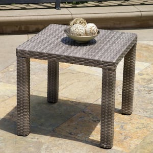 Cannes Gray Square Wicker Outdoor Side Table
