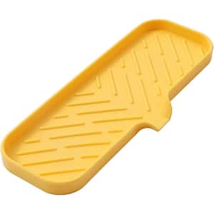 12 in. Silicone Bathroom Soap Dishes with Drain and Kitchen Sink Organizer, Sponge Holder, Dish Soap Tray in Yellow