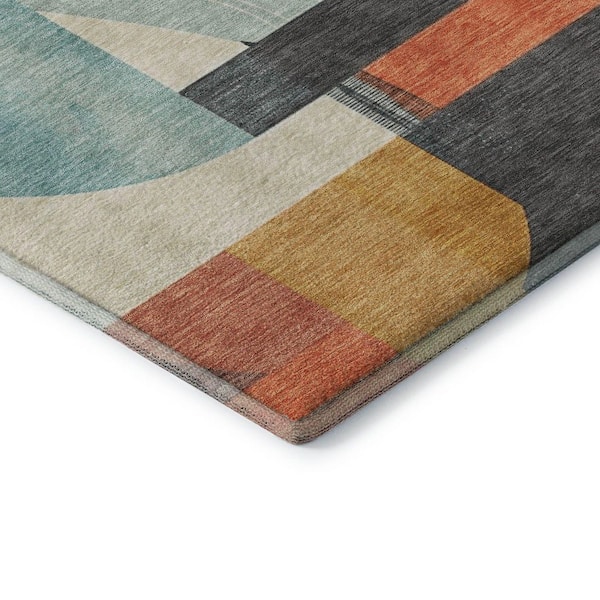 Mayfield Premium Machine Washable Abstract AMF1694 Gray 3 ft. x 5 ft. Area Rug