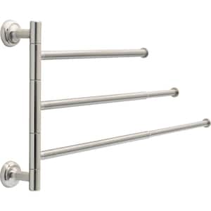 Extensions 18 in. Wall Mount Pivoting Extendable 3-Arm Towel Bar in SpotShield Brushed Nickel