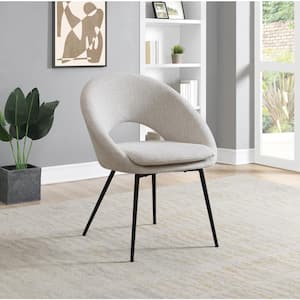 Millie Accent Dining Side Chair in Cream Fabric and Black Legs