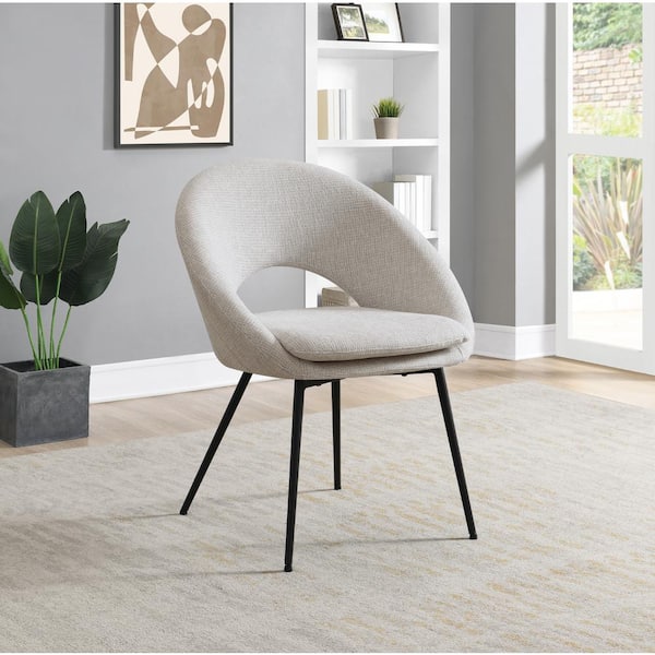 Office Star Products Millie Accent Dining Side Chair in Cream Fabric and Black Legs