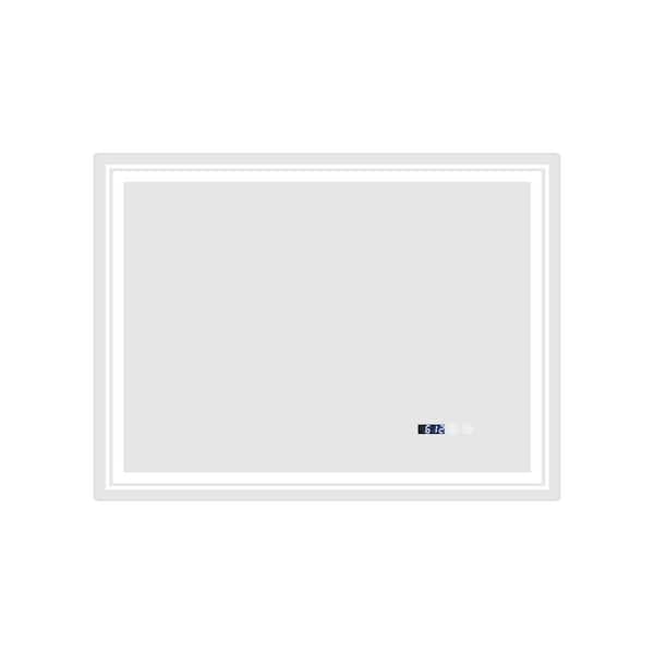 FORCLOVER 36 in. W x 28 in. H Rectangular Frameless Anti-Fog LED Wall Mount Bathroom Vanity Mirror