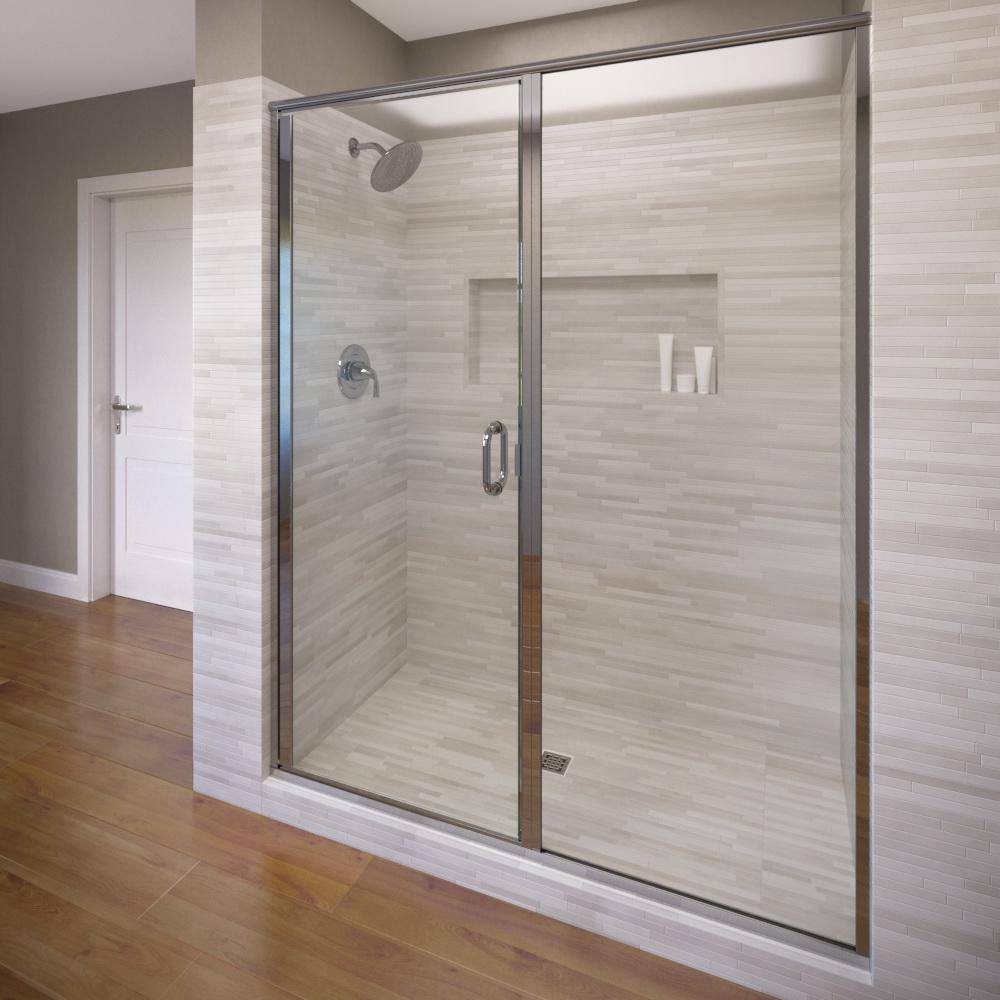 Infinity Chrome Semi-Frameless Hinged Shower Door with Clear Glass