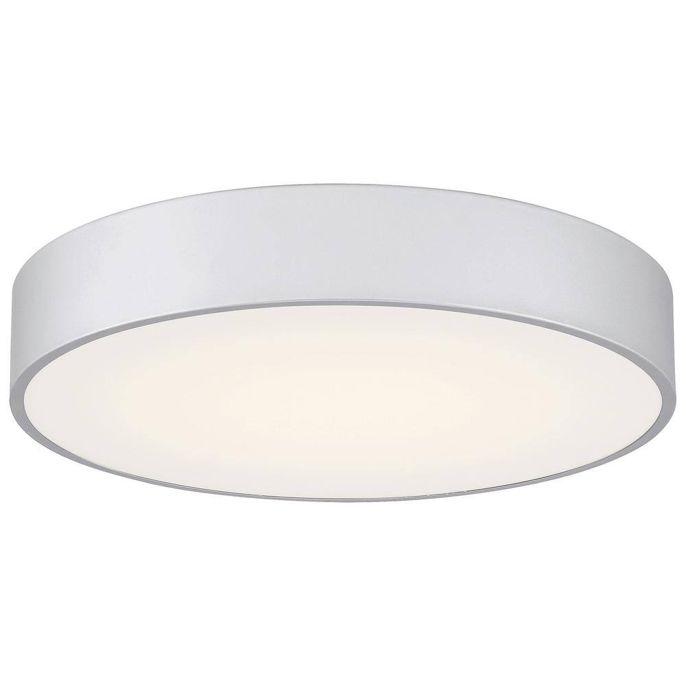 Como 13.75 in. 17-Watt Satin Integrated LED Flush Mount with White Acrylic 