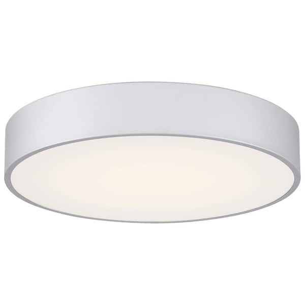 Como 13.75 in. 17-Watt Satin Integrated LED Flush Mount with White Acrylic Shade