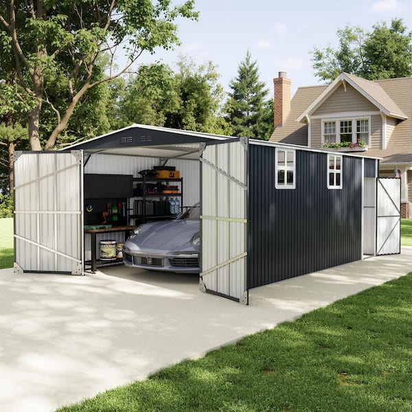 VIWAT 12 ft. W x 20 ft. D Metal Outdoor Storage Garden Tool Steel