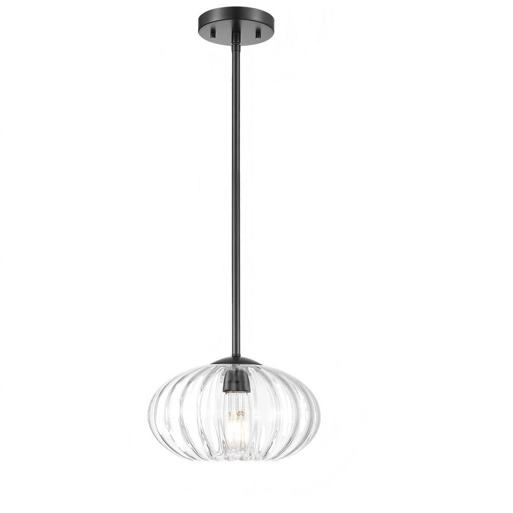 60-Watt 1 Light Black Shaded Pendant Light with Glass Shade, No Bulbs Included price history on PriceWatchPro