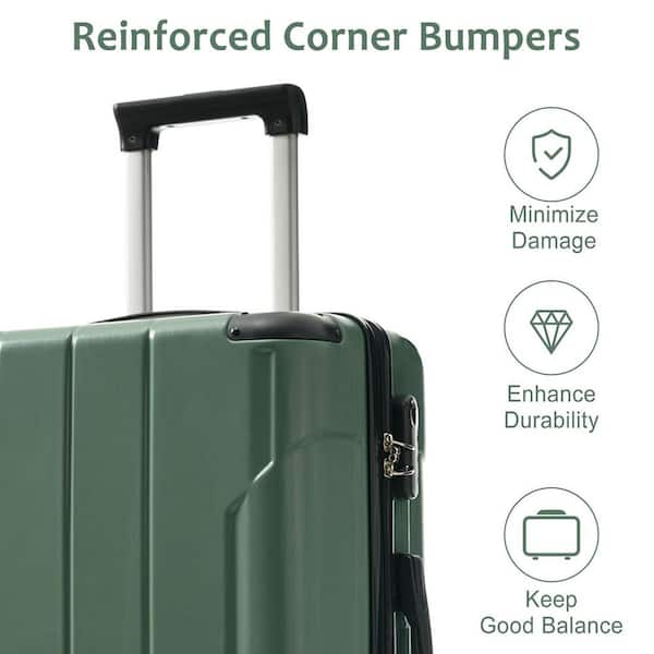 Tatahance 3-Piece Green ABS Hardside Lightweight Luggage Set with
