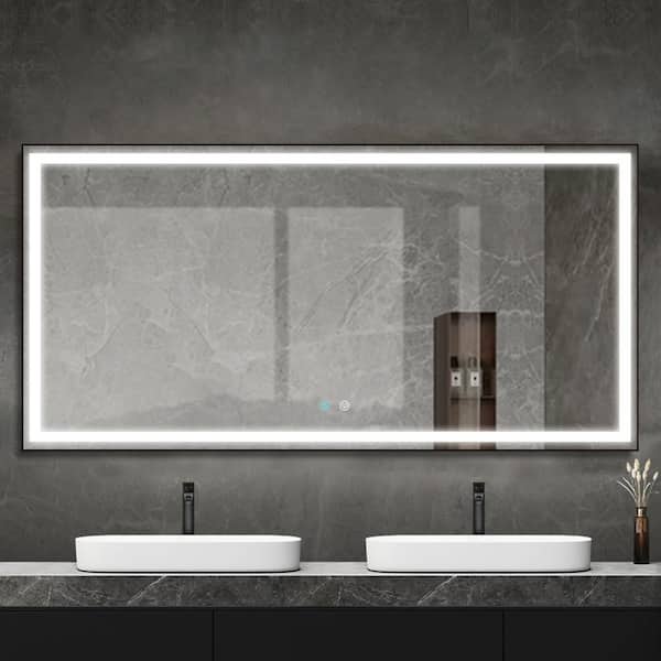 Staykiwi 72 in. W x 36 in. H Rectangular Frameless Anti-Fog Wall Bathroom Vanity Mirror in Natural