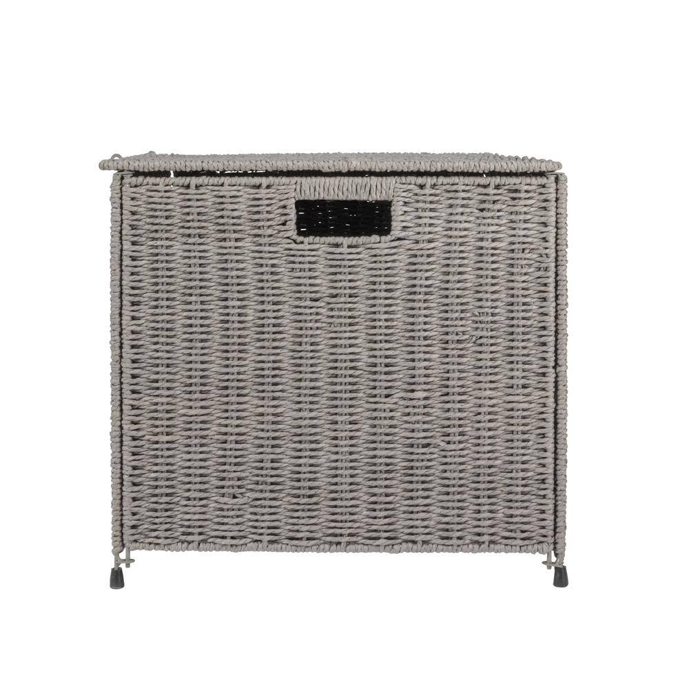 Large Gray Woven Paper Rope Storage Chest with Hinged Lid