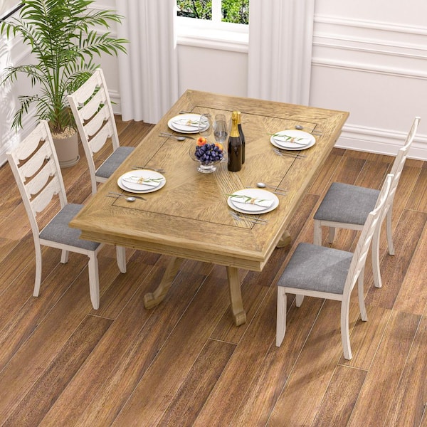 VECELO (Set of 4) Wooden Ladder Back Dining Chairs with Padded