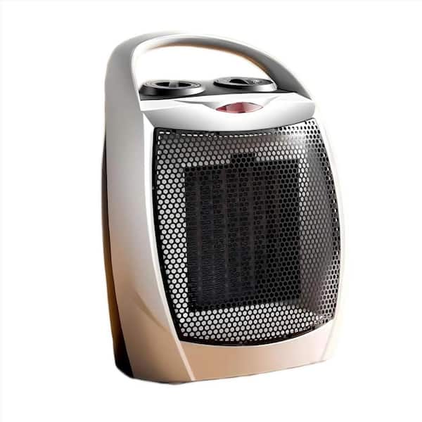 R.W.FLAME 1,500-Watt Compact Indoor Small Ceramic Electric Heater with Adjustable Thermostat and Carry Handle, Sliver