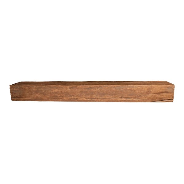 6 in. x 8 in. x 4 ft. Pecan Riverwood Faux Wood Cap-Shelf Mantel