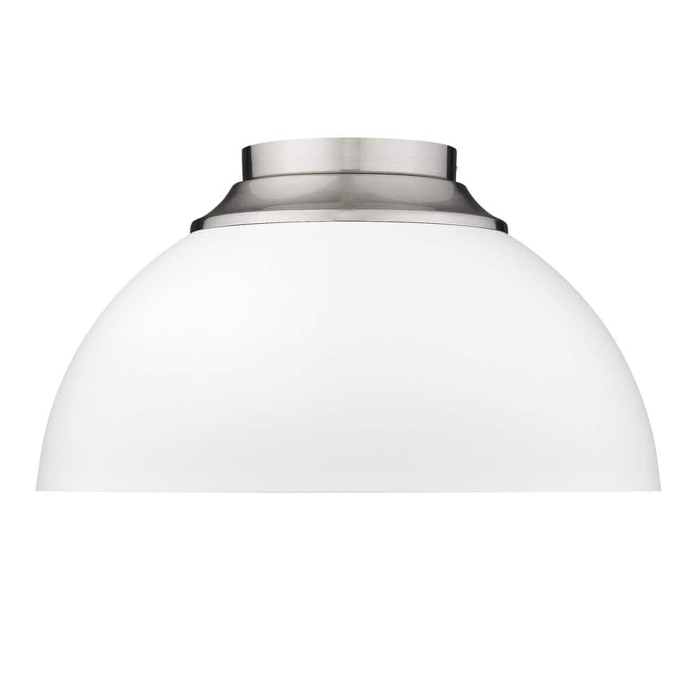 Zoey 13.75" Pewter and Matte White Glass Bowl Flush Mount